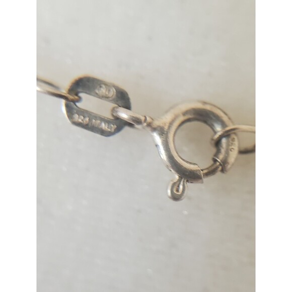 925 Sterling Silver Chain w Cubic Zirconia(?) Flower Cluster Pendant Necklace - Picture 3 of 5